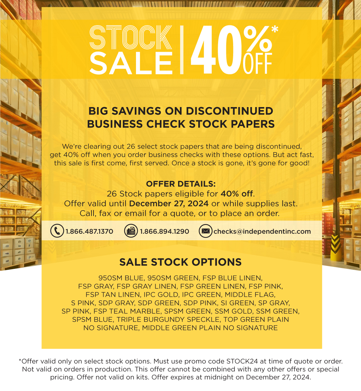 Discontinued Stock Paper Sale